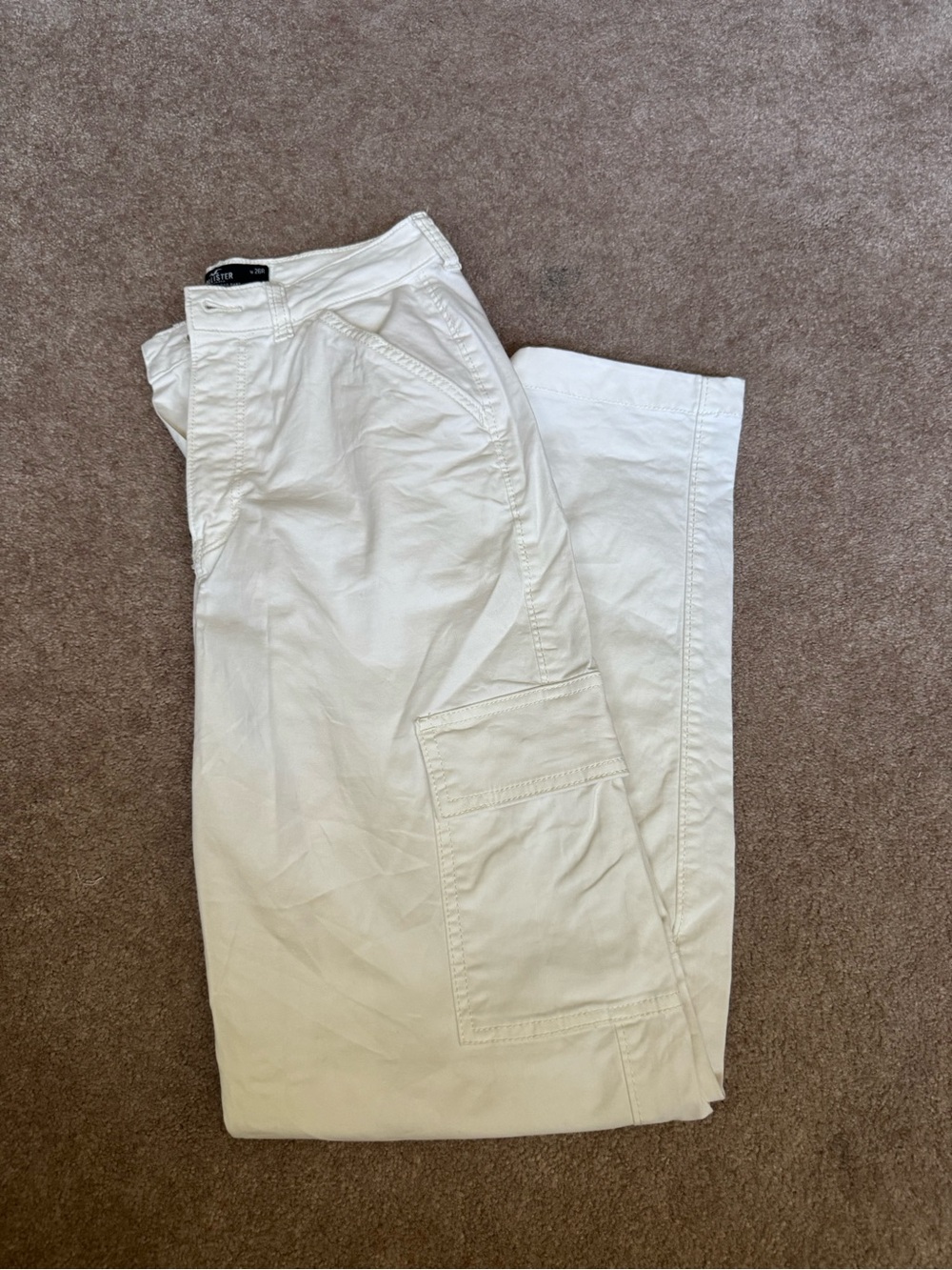 Hollister White Straight-Leg Cargo Pants